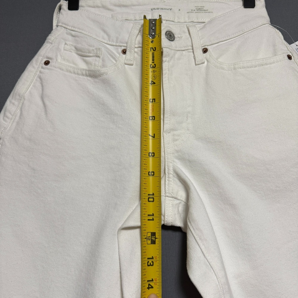 Old Navy Curvy OG Straight Jeans Womens Sz 2 White High Rise Raw Hem Y2K Coastal - Picture 5 of 11